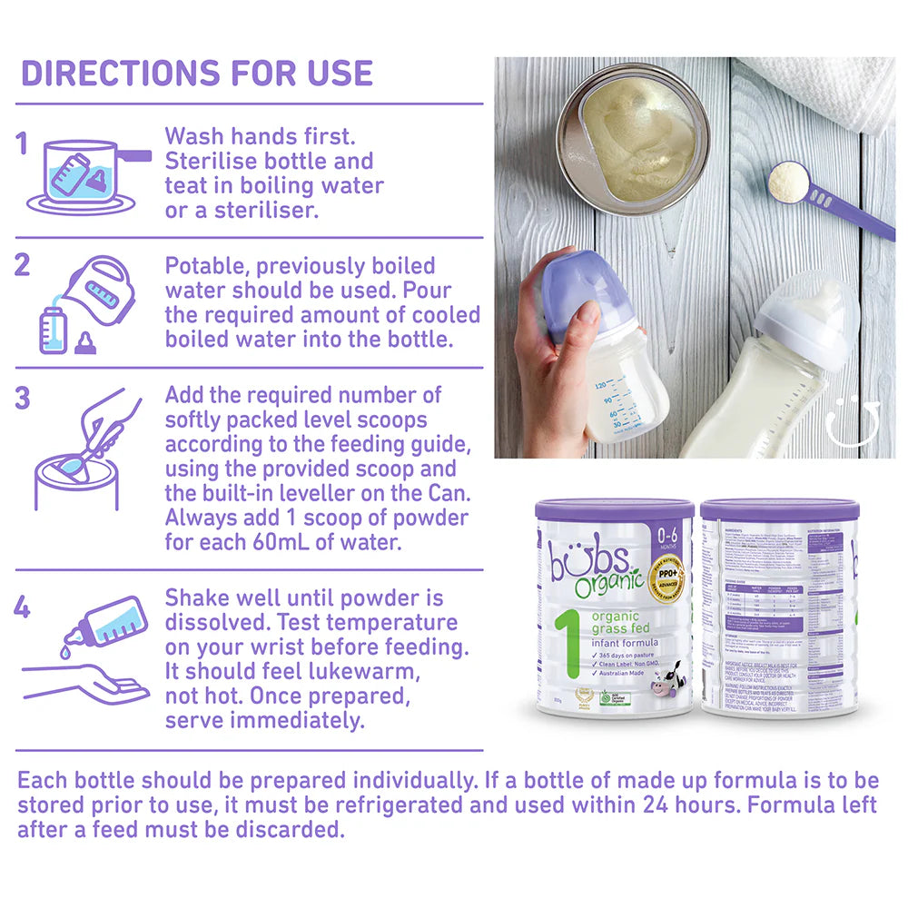 Aussie Bubs Organic Grass Fed Infant Formula (Stage 1, 0-6 months)