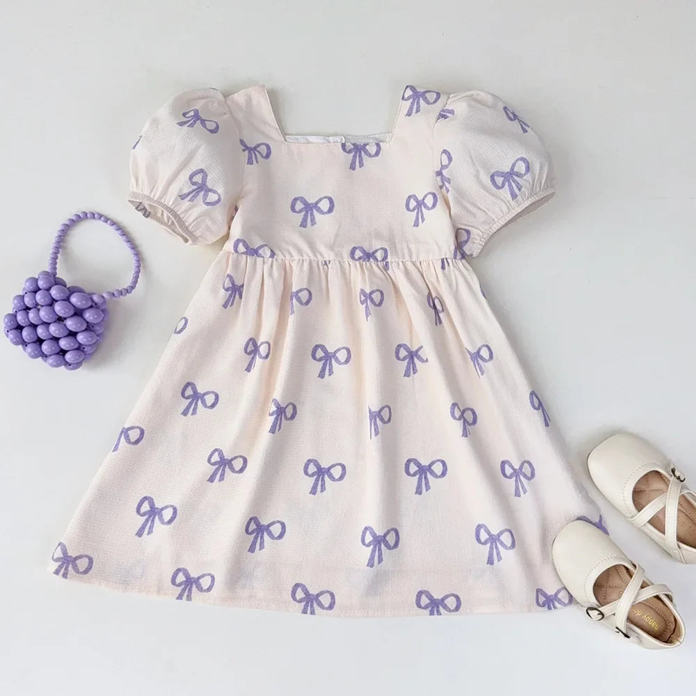 Ribbon Print Casual Dress