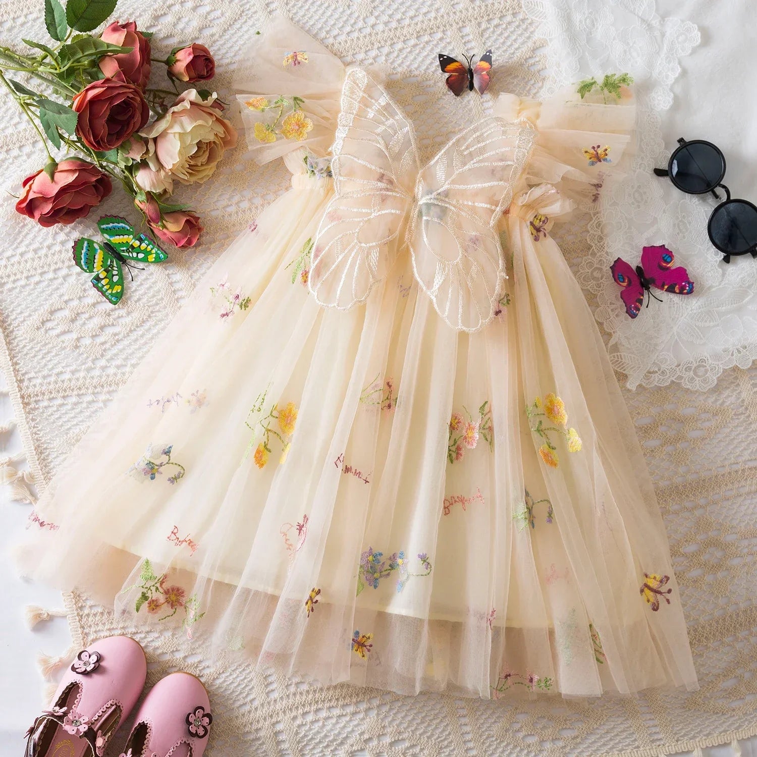Floral Butterfly Tulle Dress – Granola Baby