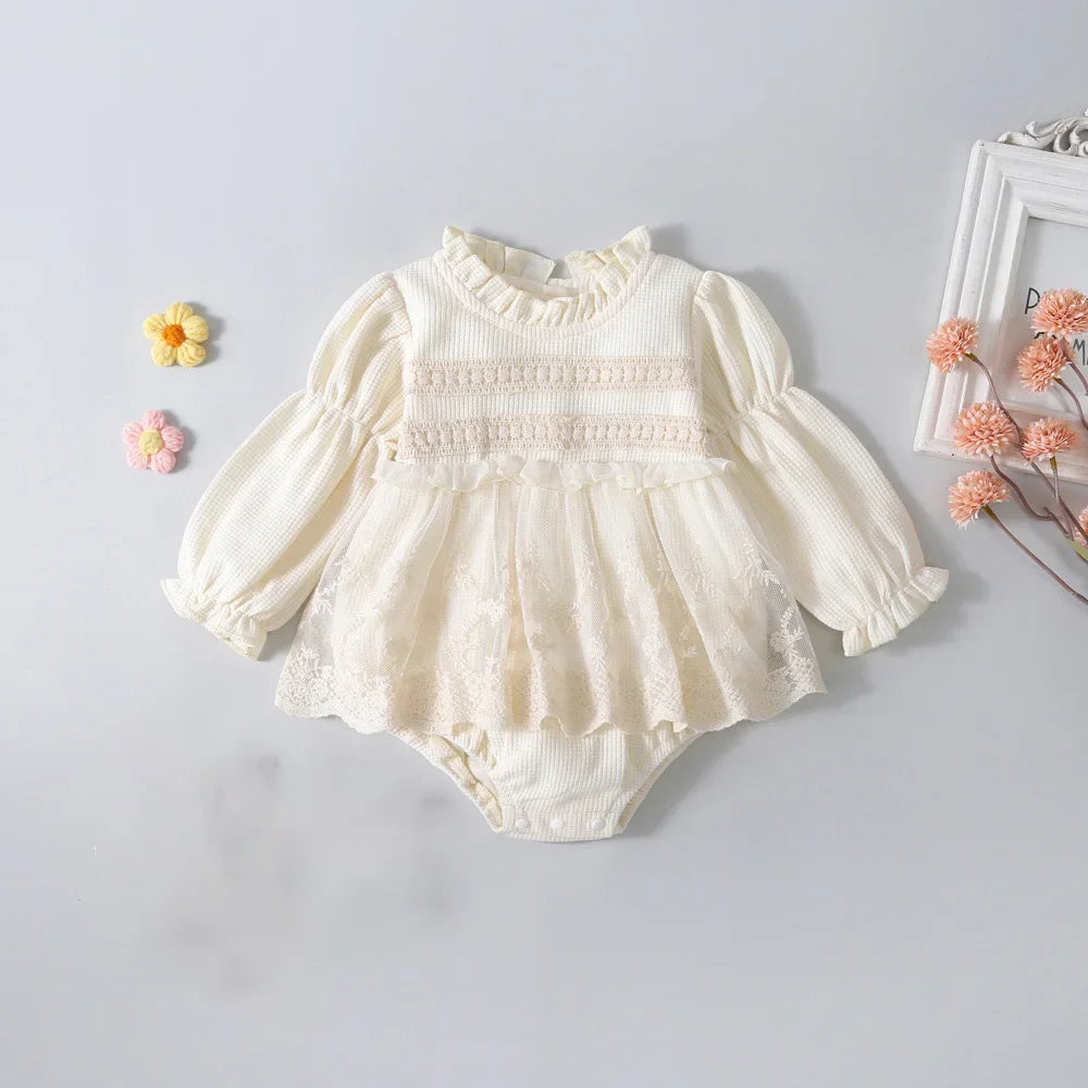 Lace Waffle Romper Dress