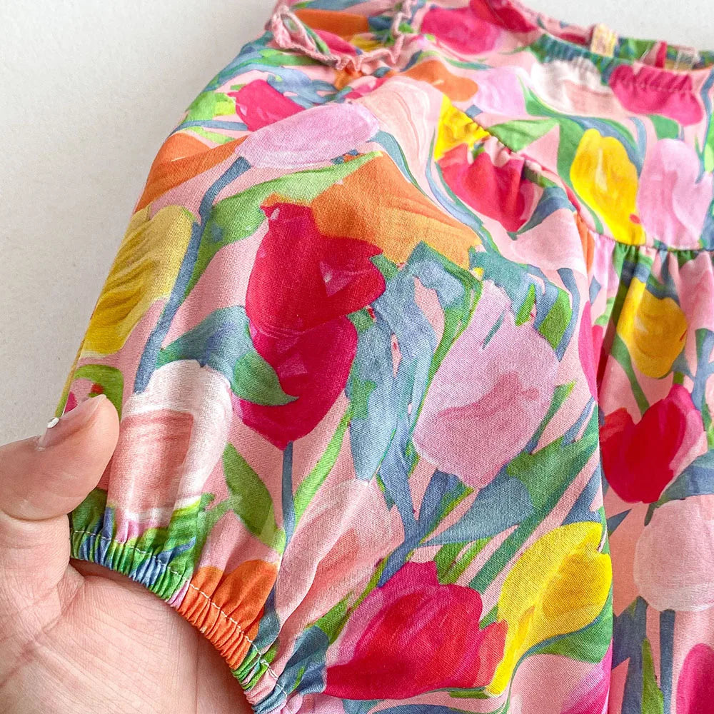 Tulip Ruffle Sleeve Romper