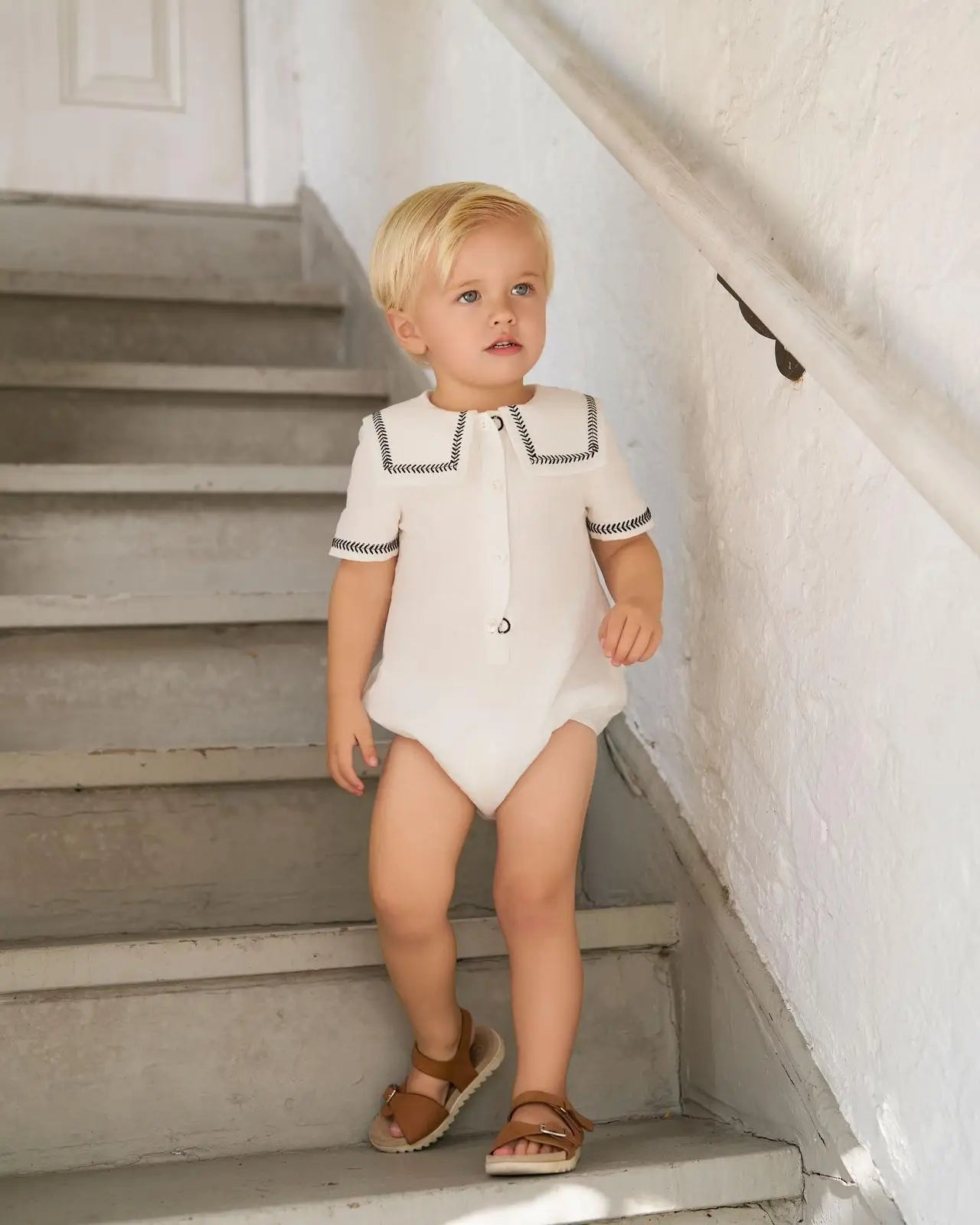 Embroidery Sailor Style Romper