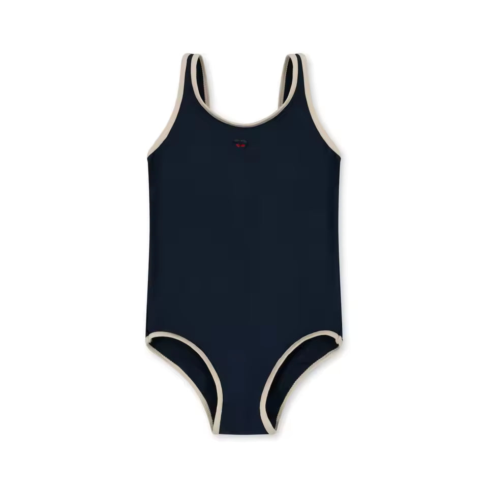 Cherry Print Solid Swimsuit