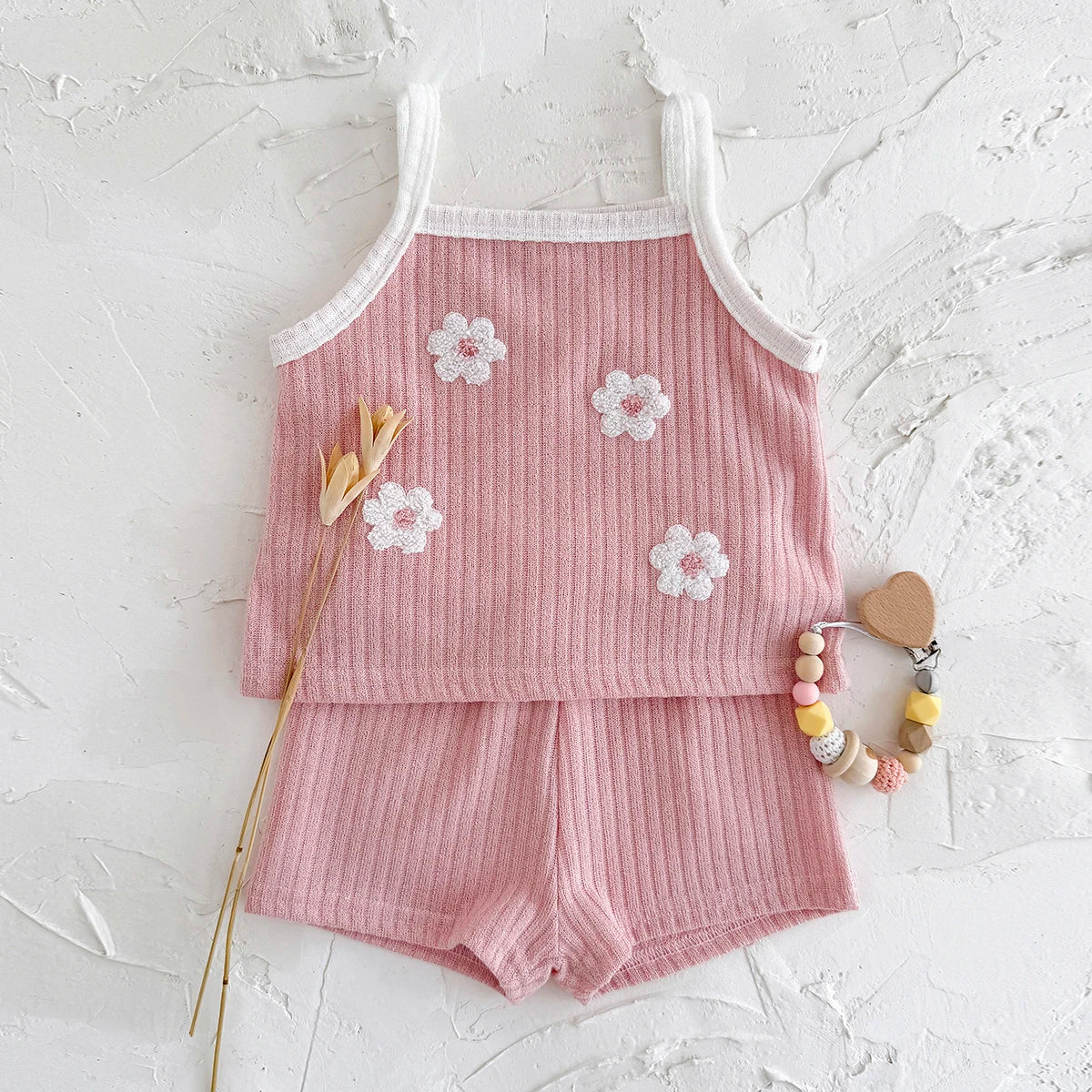Breathable Camisole Flower Shorts Set