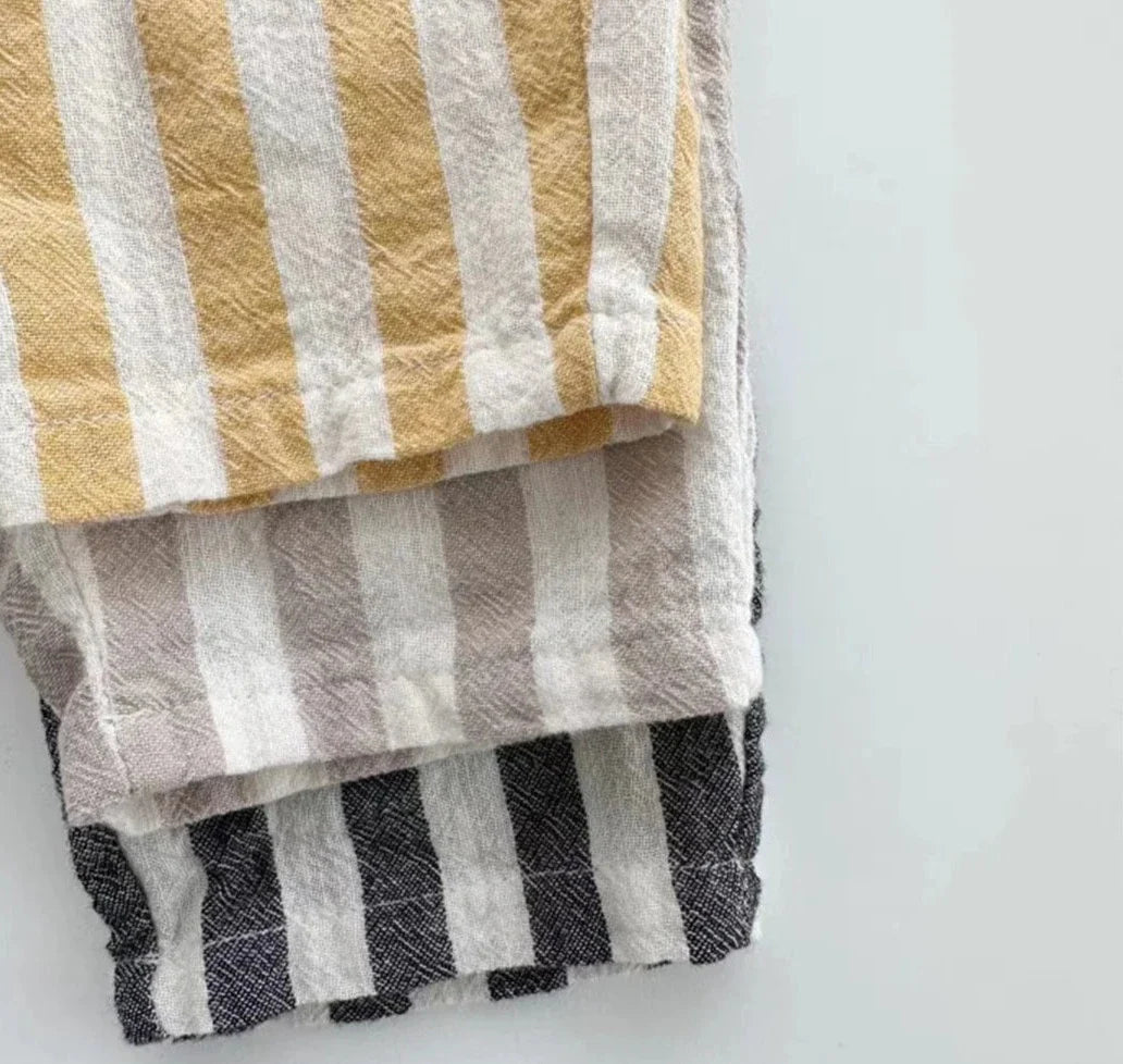 Cotton Linen Striped Pants