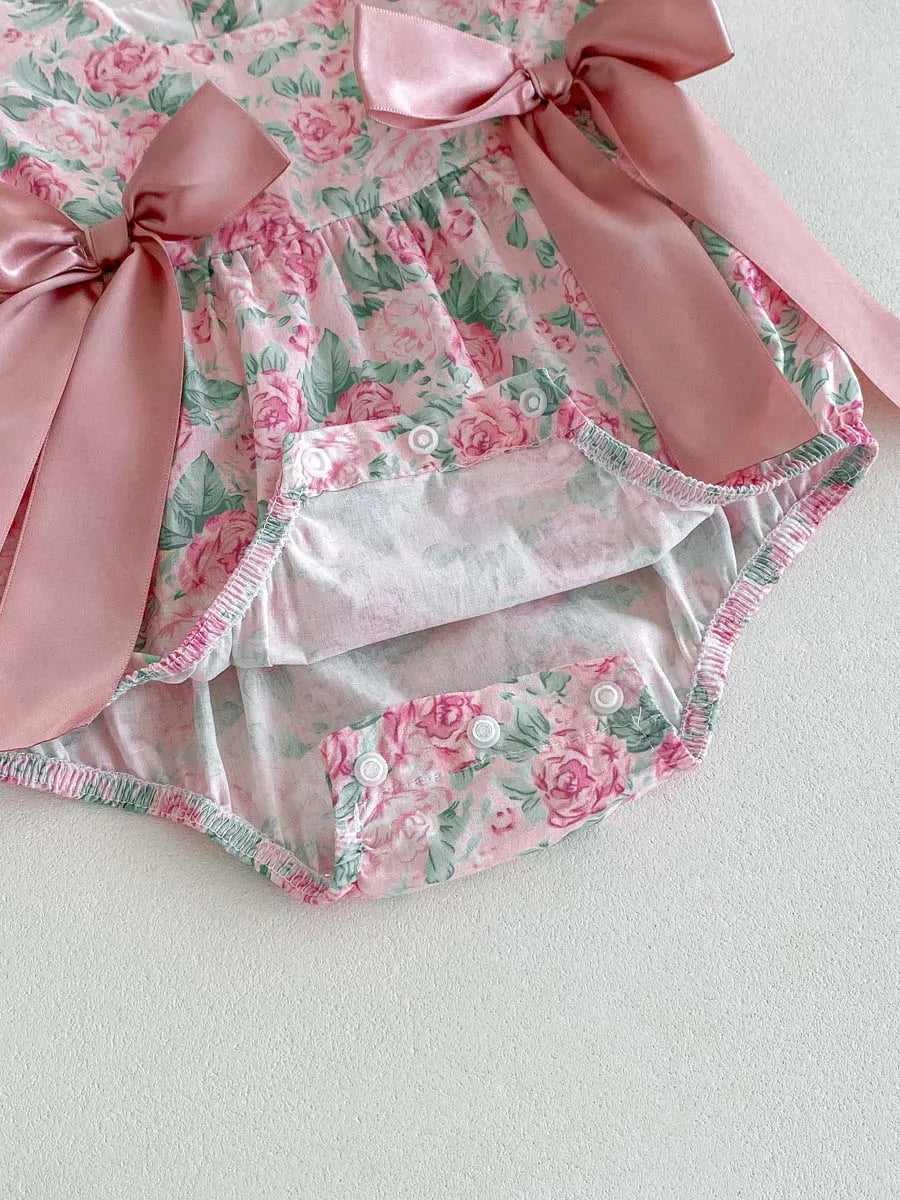 Floral Puff Sleeve Romper Set