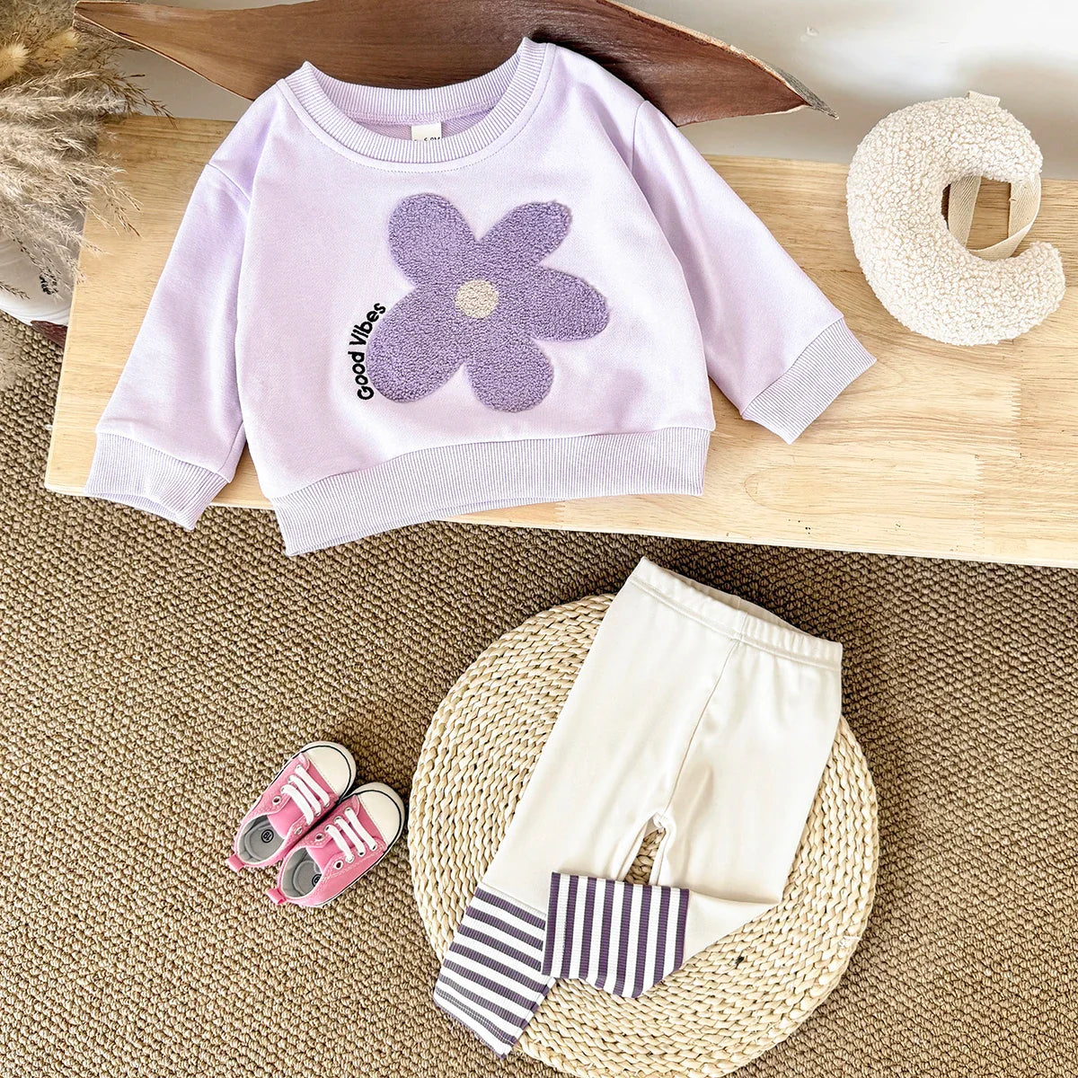 Purple Stripe Floral Set