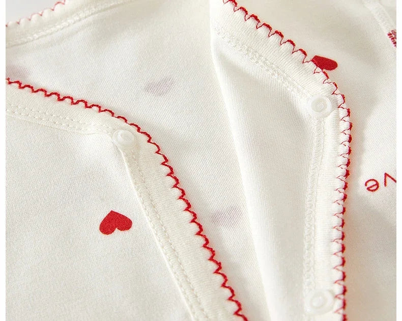 Newborn Red Heart Print Jumpsuit