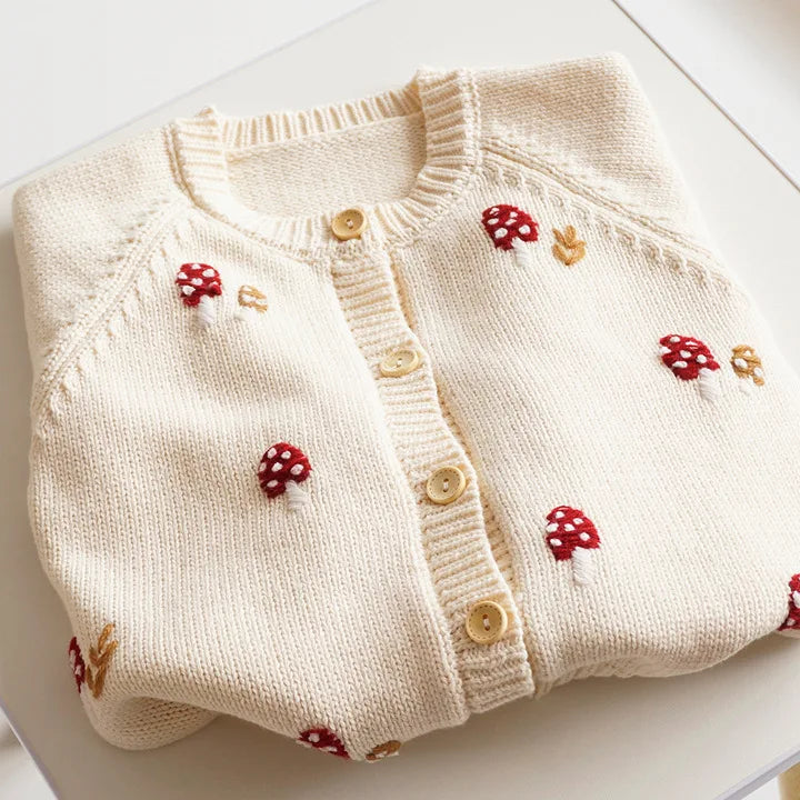 Mushroom Knit Cardigan Sweater