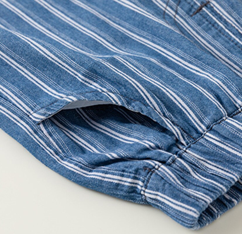 Stripe Denim Shorts Set