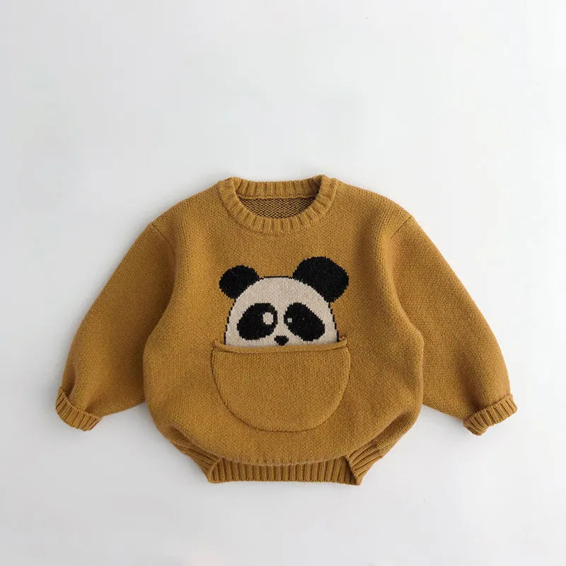 Cartoon Print Long Sleeve Knitted Sweater