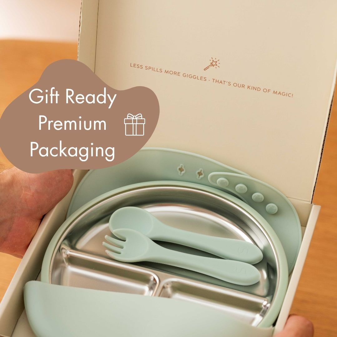 Stainless Steel Baby Feeding Set 6+ Months- Sage Green