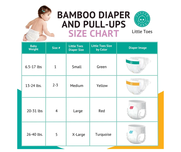 Little Toes® Natural Bamboo Diapers — 36 Pack
