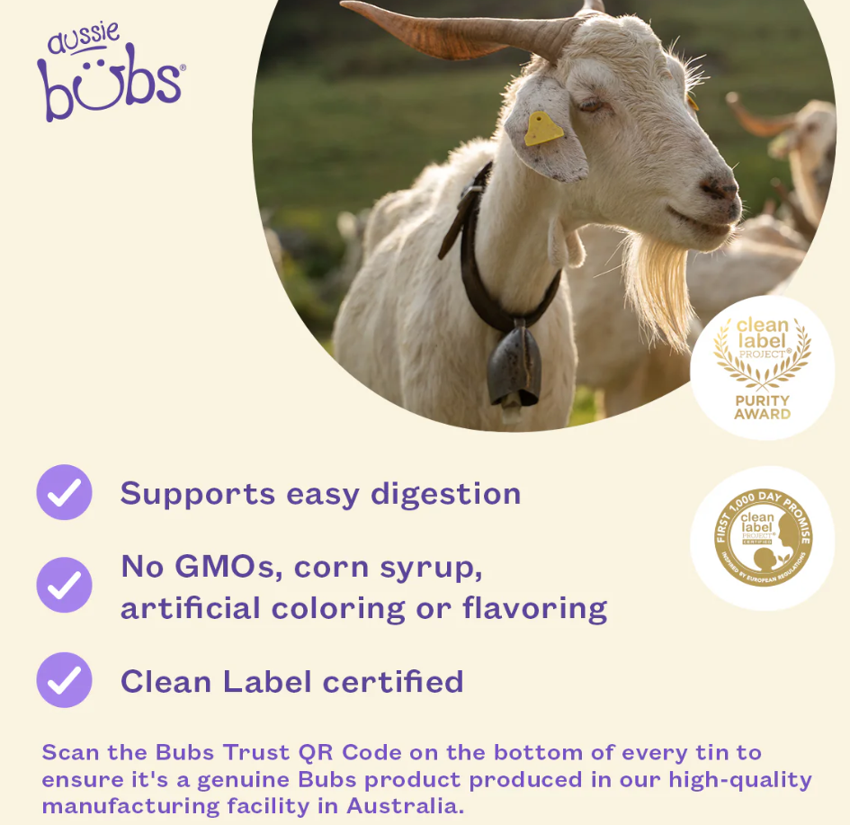 Aussie Bubs Goat Milk Follow-on Formula (Stage 2, 6-12 months)