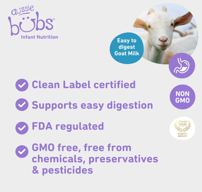 Aussie Bubs Goat Milk Toddler Formula (Stage 3, 12+ months)