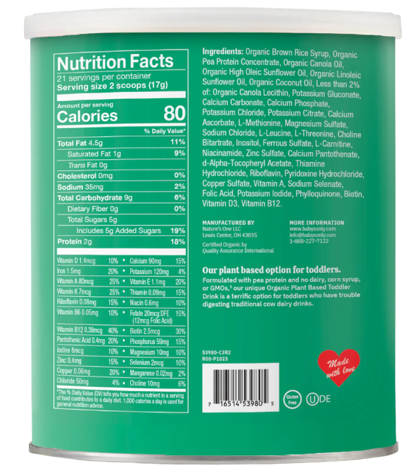 Baby's Only - Organic Plant Based Pea Protein Toddler Drink