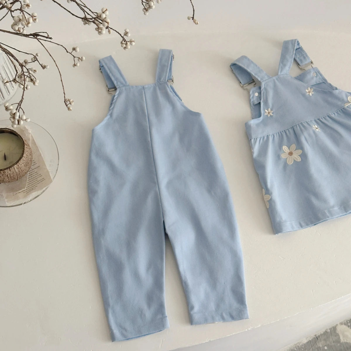 Embroidered Floral Dungaree Jumpsuit