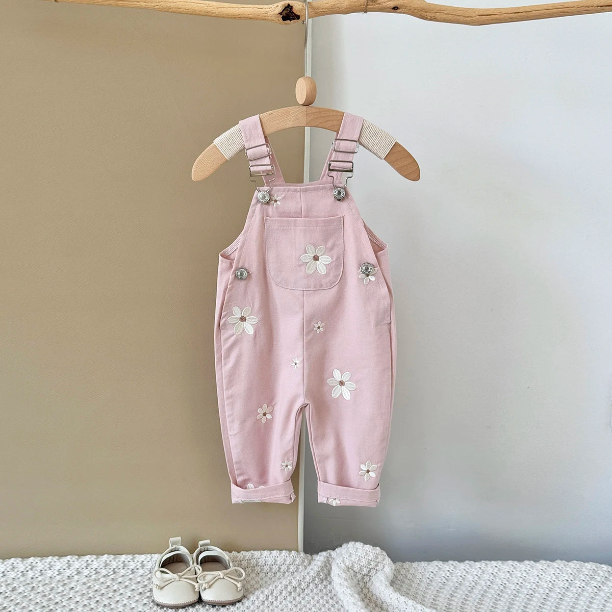 Embroidered Floral Dungaree Jumpsuit