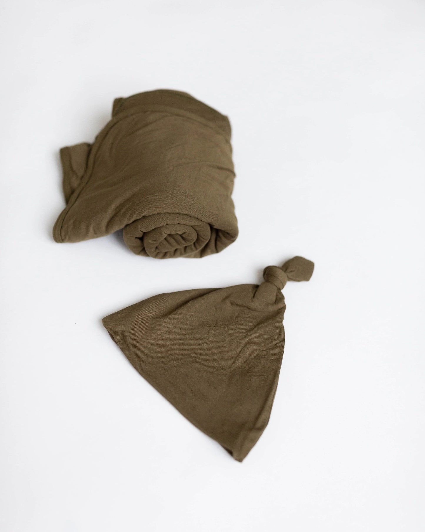 Swaddle Blanket and Hat Set - Olive Green Newborn Swaddle