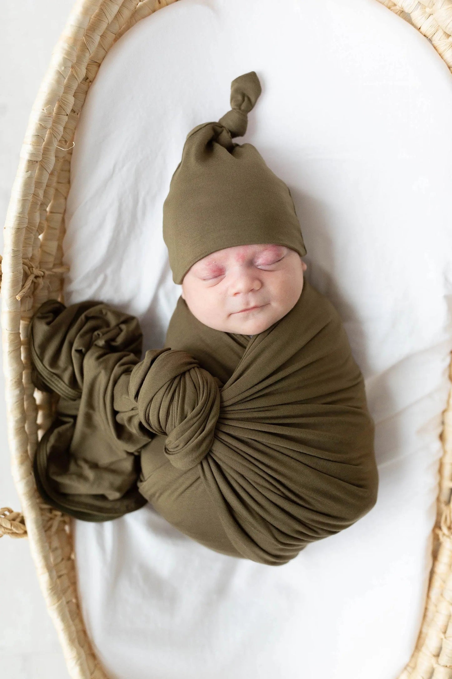 Swaddle Blanket and Hat Set - Olive Green Newborn Swaddle
