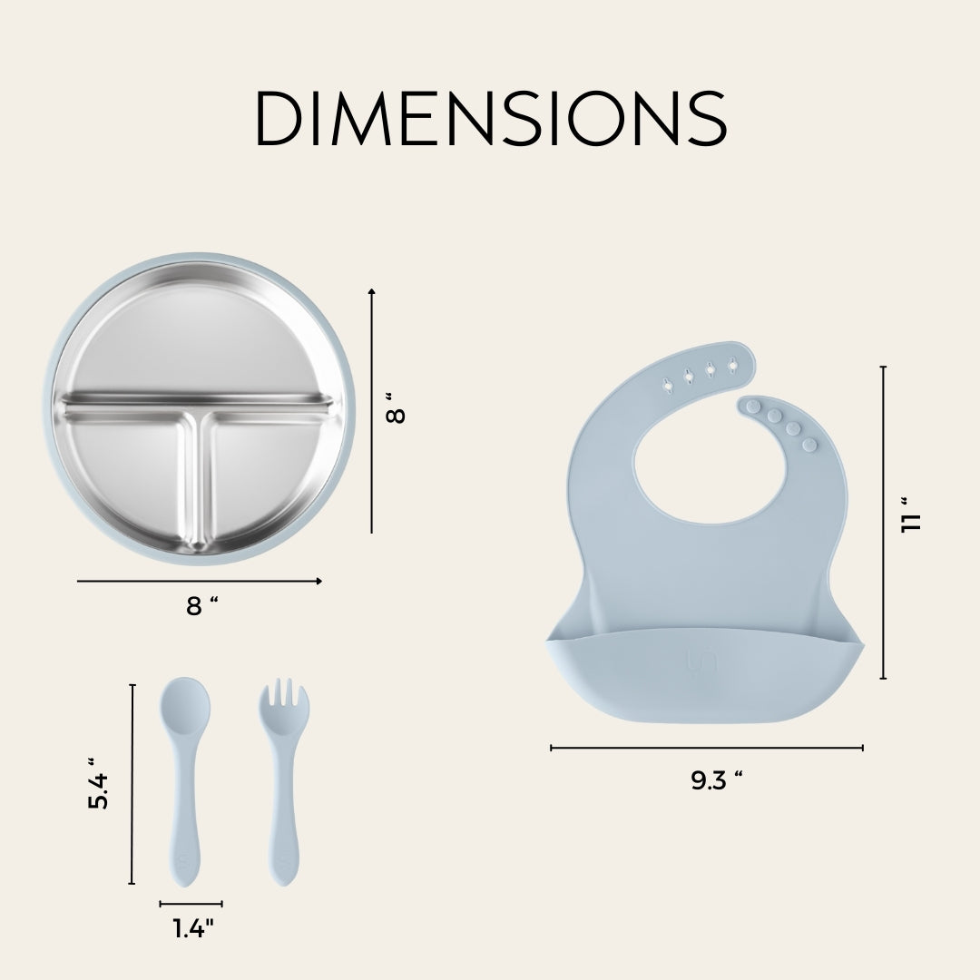 Stainless Steel Baby Feeding Set 6+ Months - Baby Blue