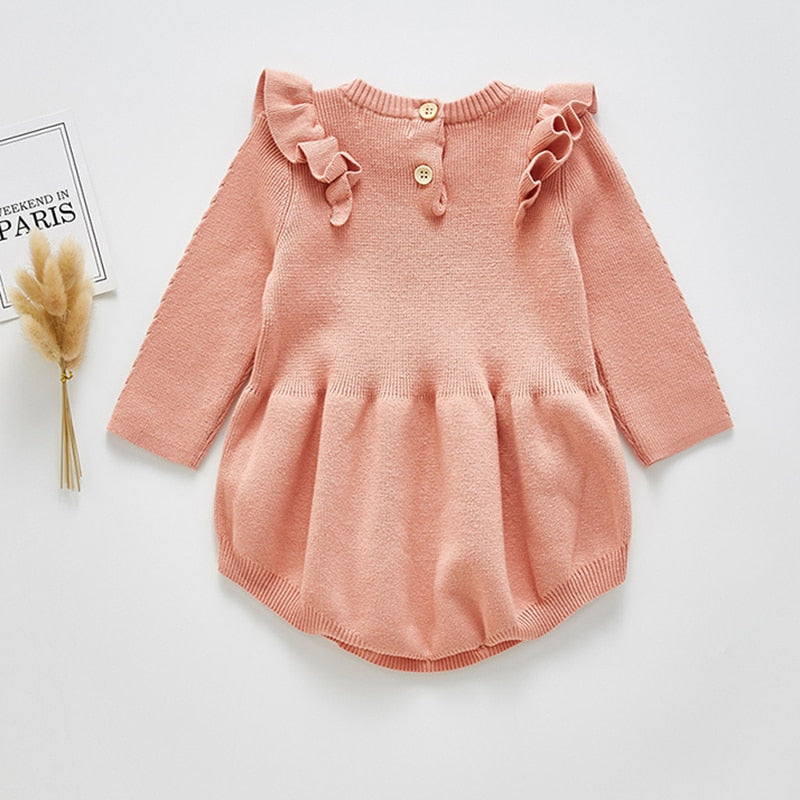 Solid Ruffled Sweater Jumpsuit