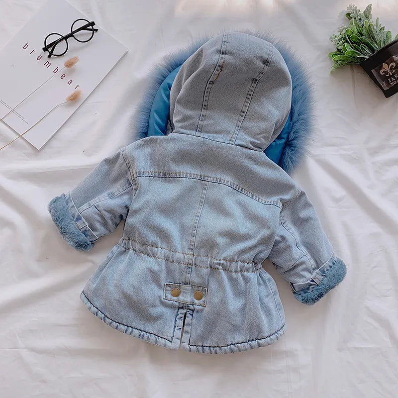 Fur Hooded Denim Jacket