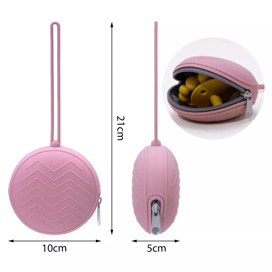 Round Zip Up Silicone Pacifier Case Holder 