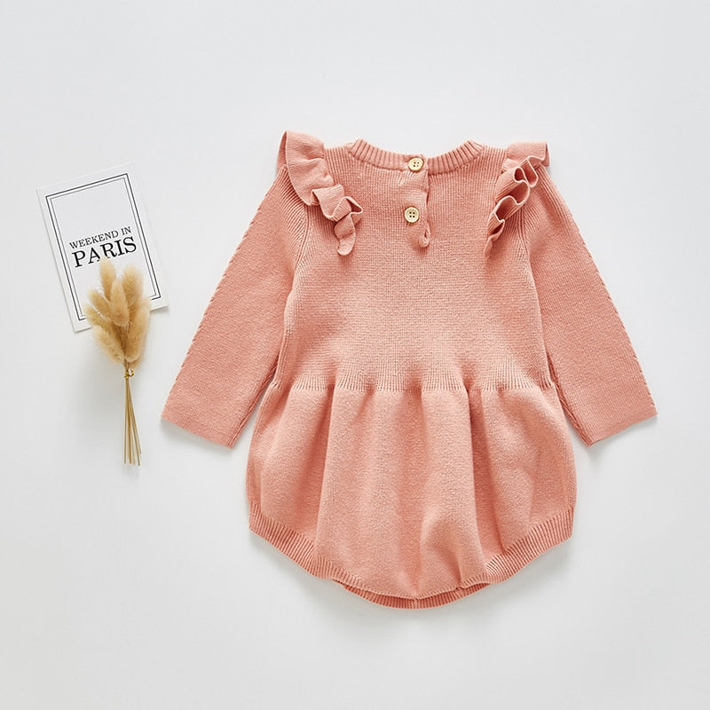Solid Ruffled Sweater Jumpsuit