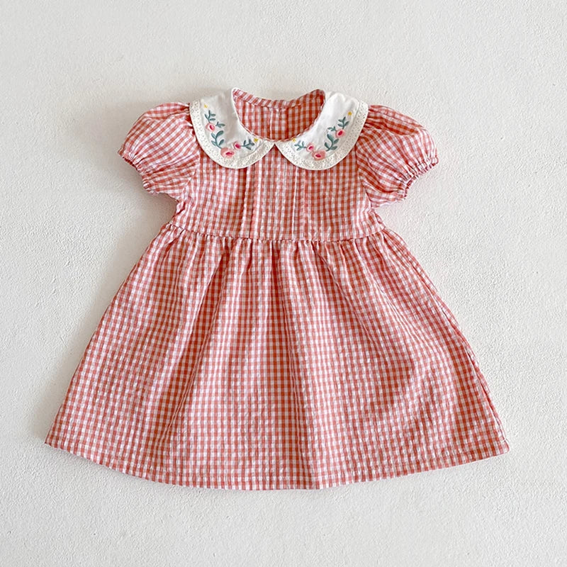 Sister Floral Plaid Romper Dress