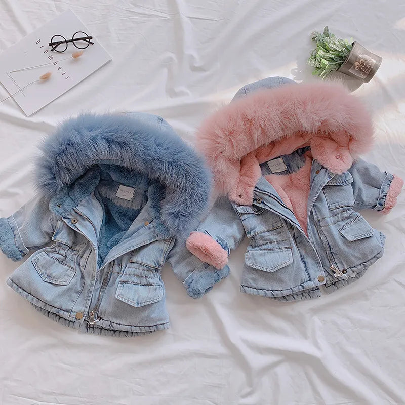 Fur Hooded Denim Jacket