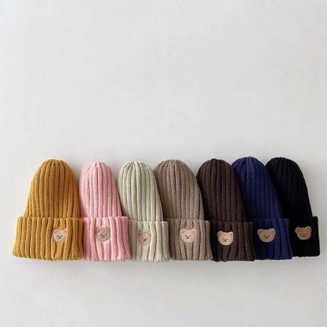 Teddy Bear Embroidered Beanie Hat