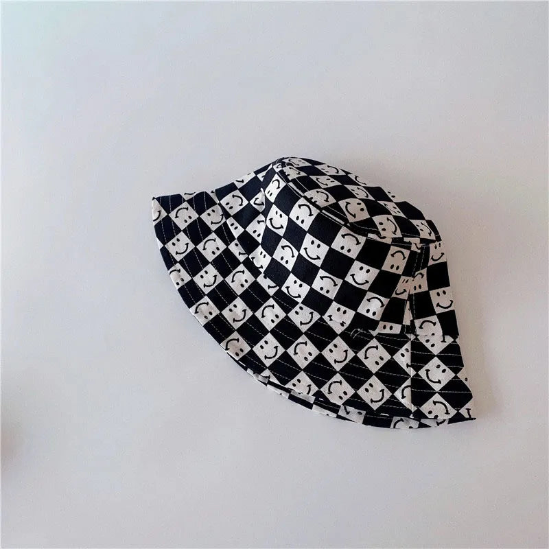 Checkered Smiley Face Bucket Hat
