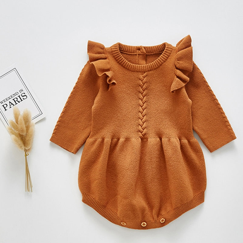 Solid Ruffled Sweater Jumpsuit