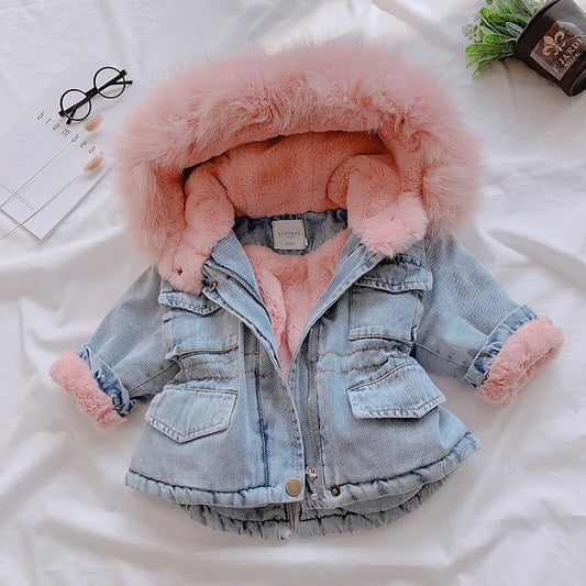 Fur Hooded Denim Jacket