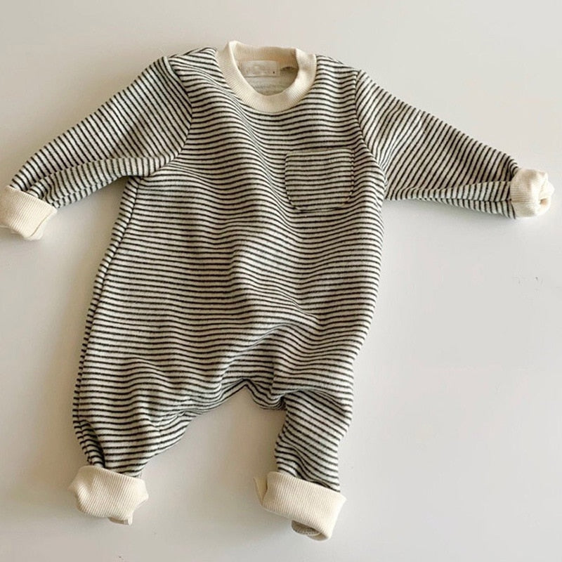 Warm Striped Sweater Jumpsuit