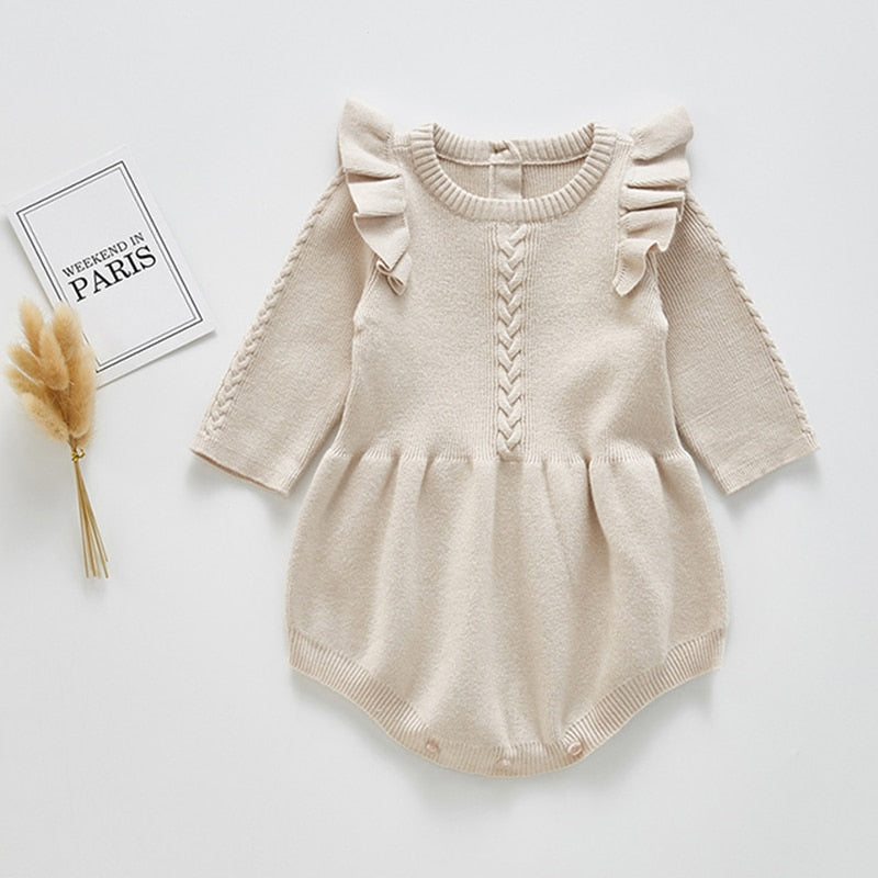 Solid Ruffled Sweater Jumpsuit