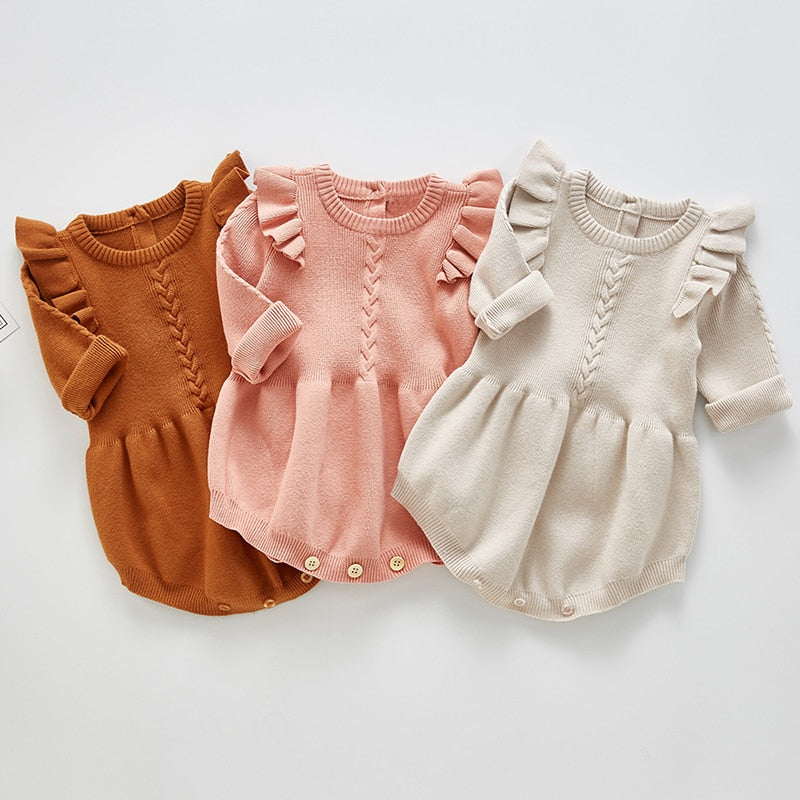 Solid Ruffled Sweater Jumpsuit