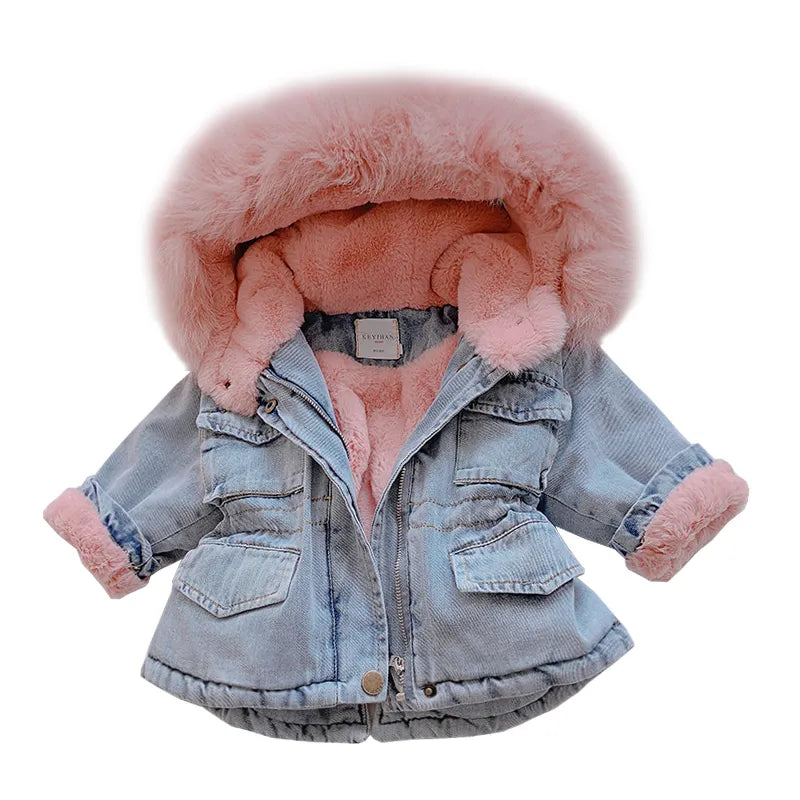 Fur Hooded Denim Jacket