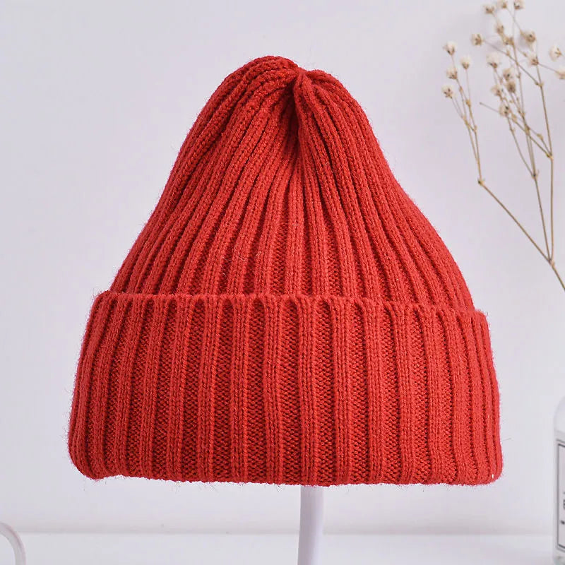 Solid Color Ribbed Beanie Hat