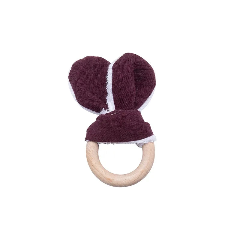 Handmade Smooth Beech Wood Animal Knit Teething Toy