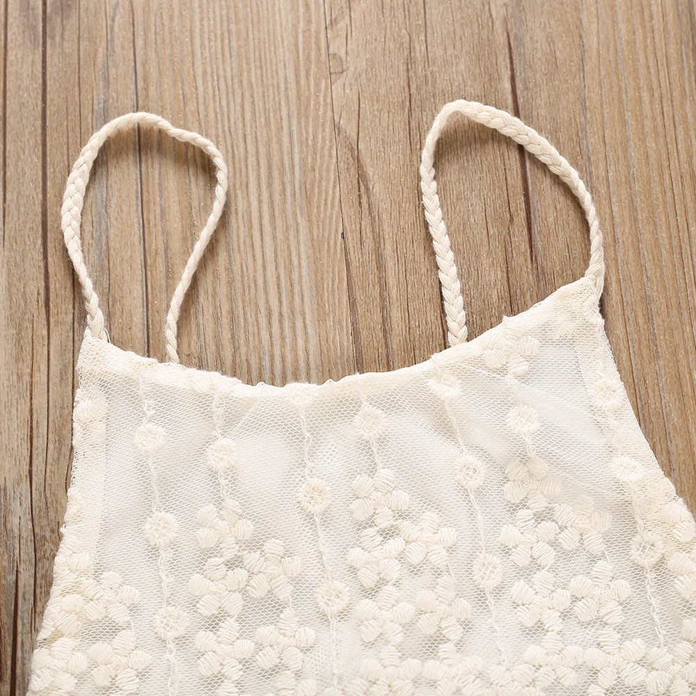 Newborn Ruffle Lace Backless Romper