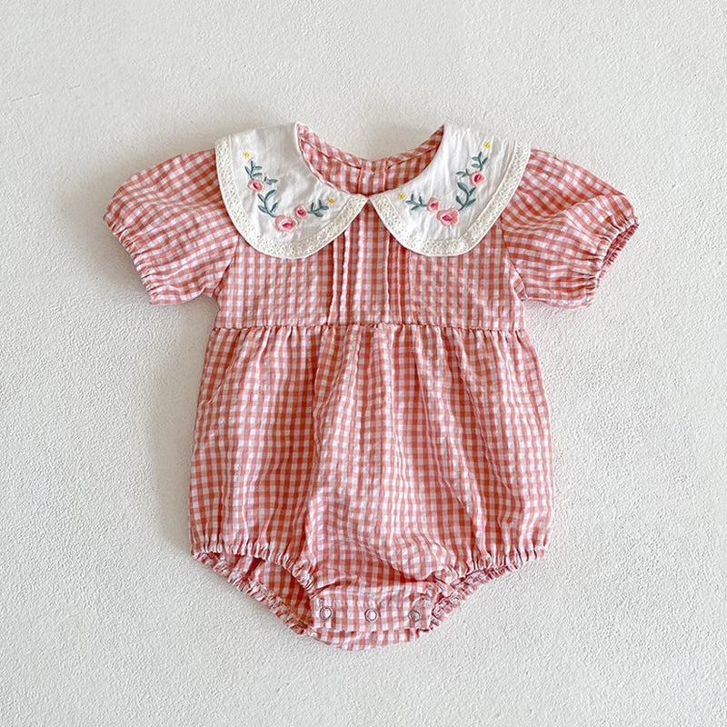 Sister Floral Plaid Romper Dress