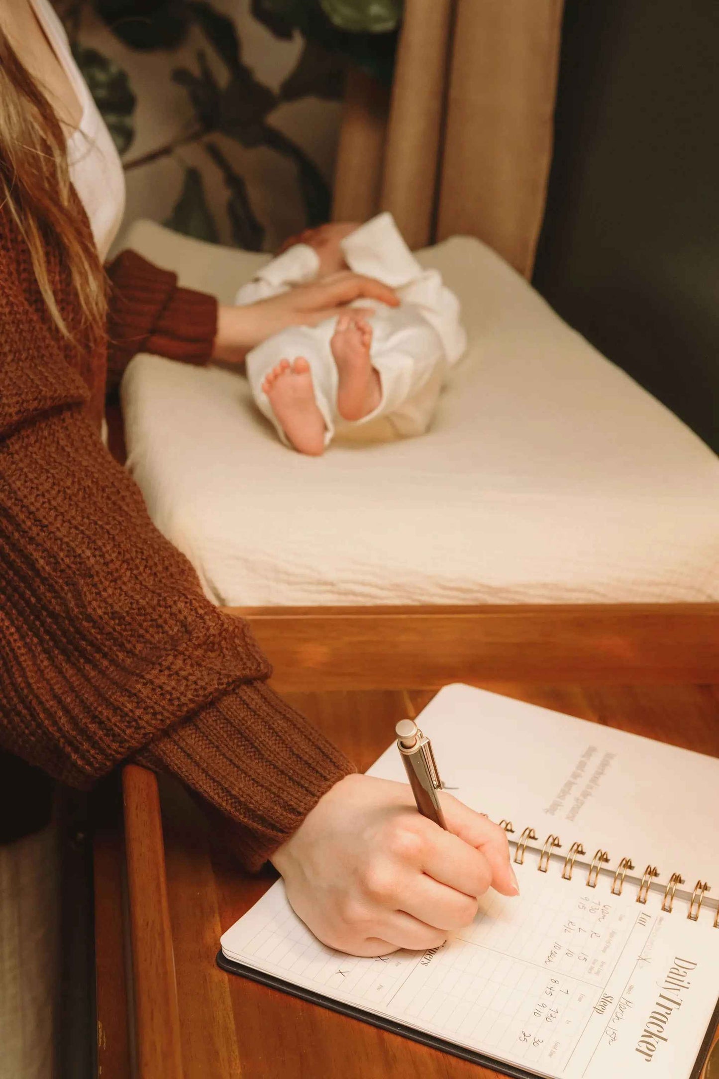Postpartum Journal: Prompts for Mama + Daily Tracker for Baby