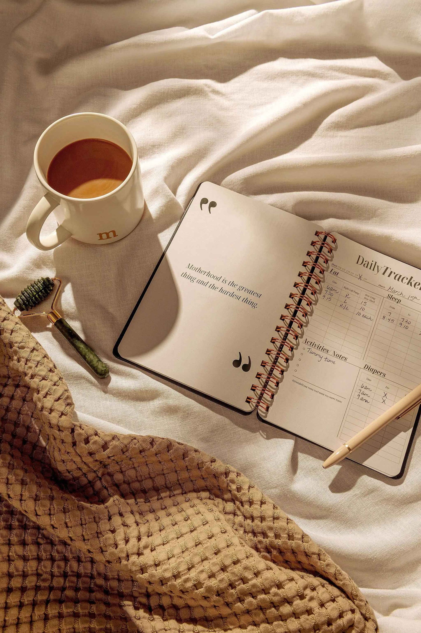 Postpartum Journal: Prompts for Mama + Daily Tracker for Baby