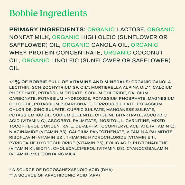 Bobbie Organic Infant Formula (0-12 months)