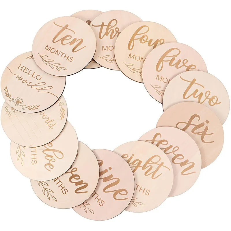 Wooden Baby Monthly Milestone Photo Cards