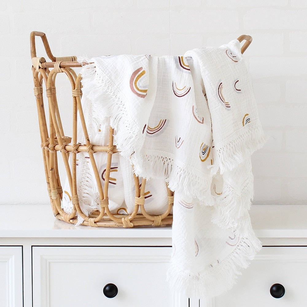 Floral Tassel Swaddle Blanket