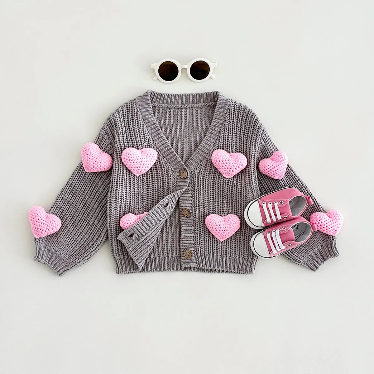 3D Sweet heart Cardigan Sweater