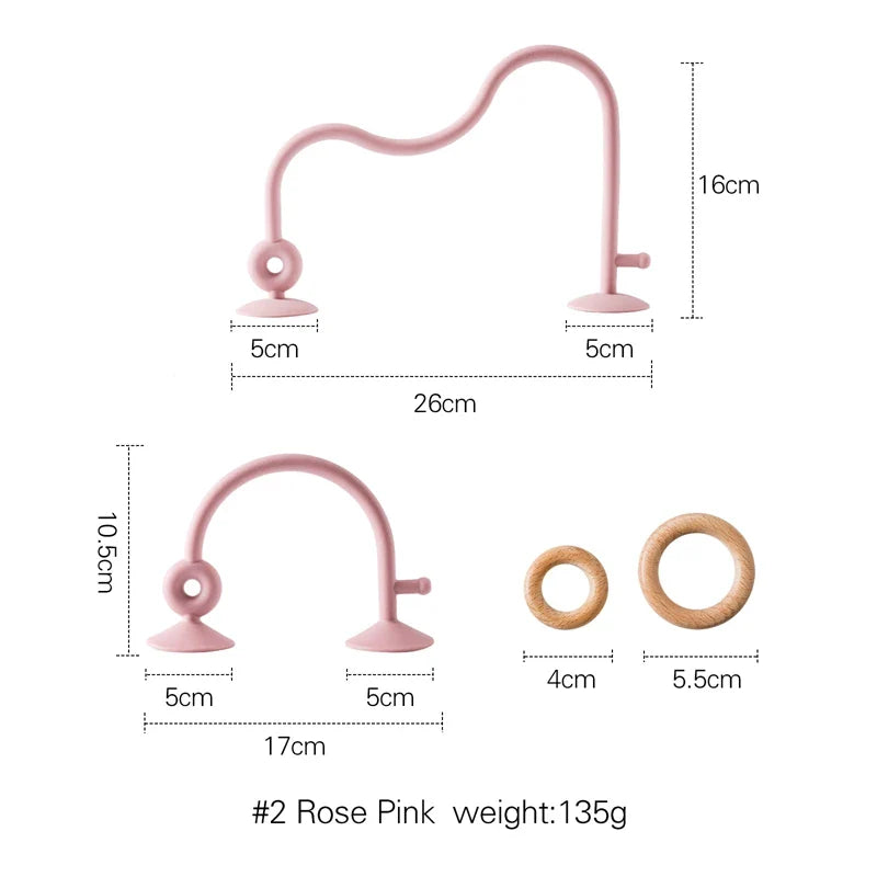 Montessori Wood Ring Soft Silicone Teether Toys